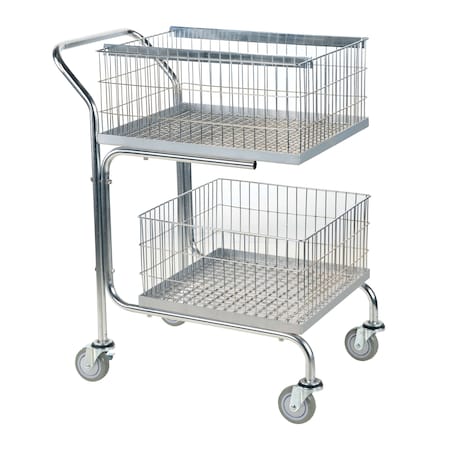 Vestil Gray Mail Cart-Double Tray-Basket 200 lb Capacity 18 x 31 x 39 MAIL-55